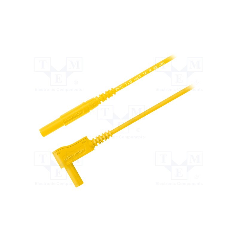 1 pcs x SCHu00dcTZINGER - MSWFK A341 / 1 / 50 / GE - Test lead, 16A, banana plug 4mm,angular banana plug 4mm, yellow