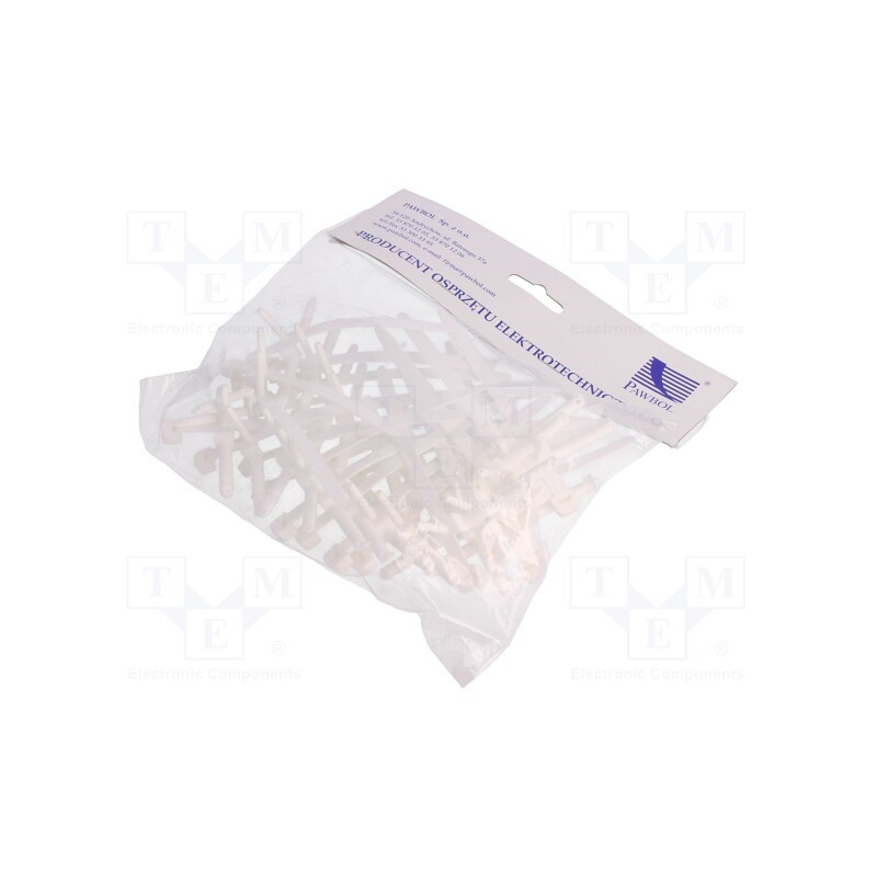 1 pcg x PAWBOL - H.7206A - Holder, white, Ømount.hole: 6mm, L: 75mm, 25pcs, UM 6