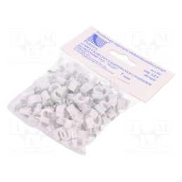 1 pcg x PAWBOL - H.7005A -100 - Holder, white, on round cable, 100pcs, with a nail, 7mm