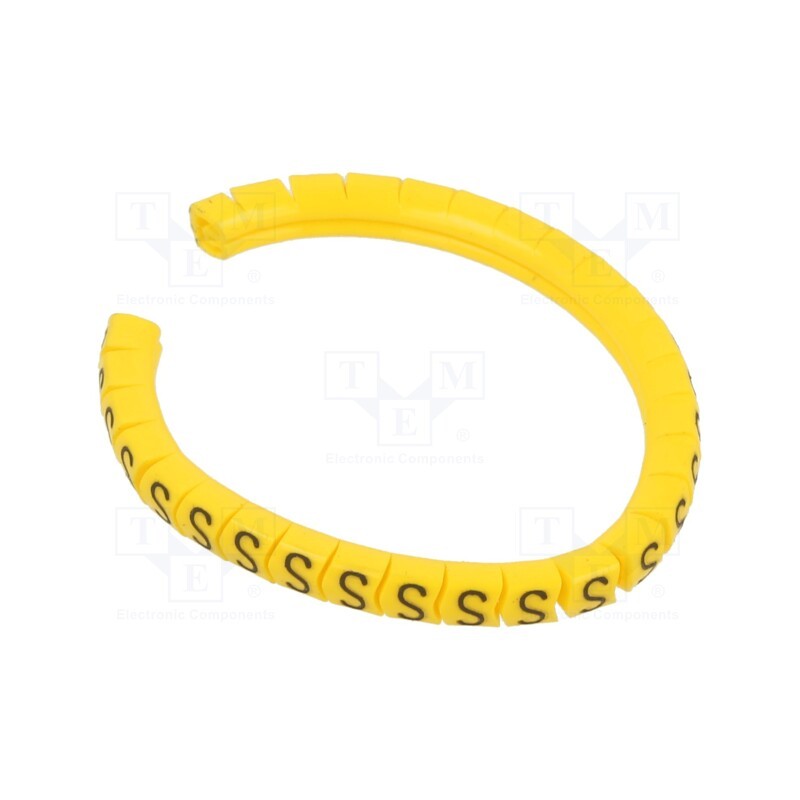 1 pcg x PARTEX - PA-02003PV40.S - Markers, Marking: S, 1.3÷3mm, PVC, yellow, -30÷60°C, leaded, PA-02