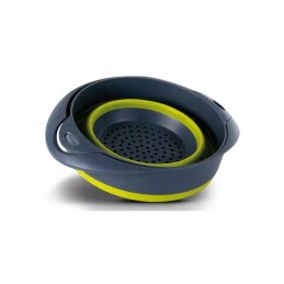 Collapsible quartz bowl, gray-green colander