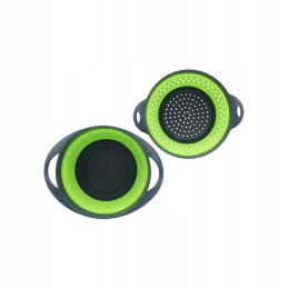 Collapsible quartz bowl, gray-green colander