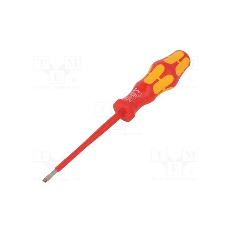 1 pcs x WERA - 5100003001 - Screwdriver, insulated, slot, 4,0x0,8mm, Blade length: 100mm