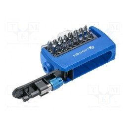 1 set x Hu00d6GERT TECHNIK - HT1S401 - Kit: screwdriver bits, Phillips,Pozidriv®,slot,Torx®, 17pcs.