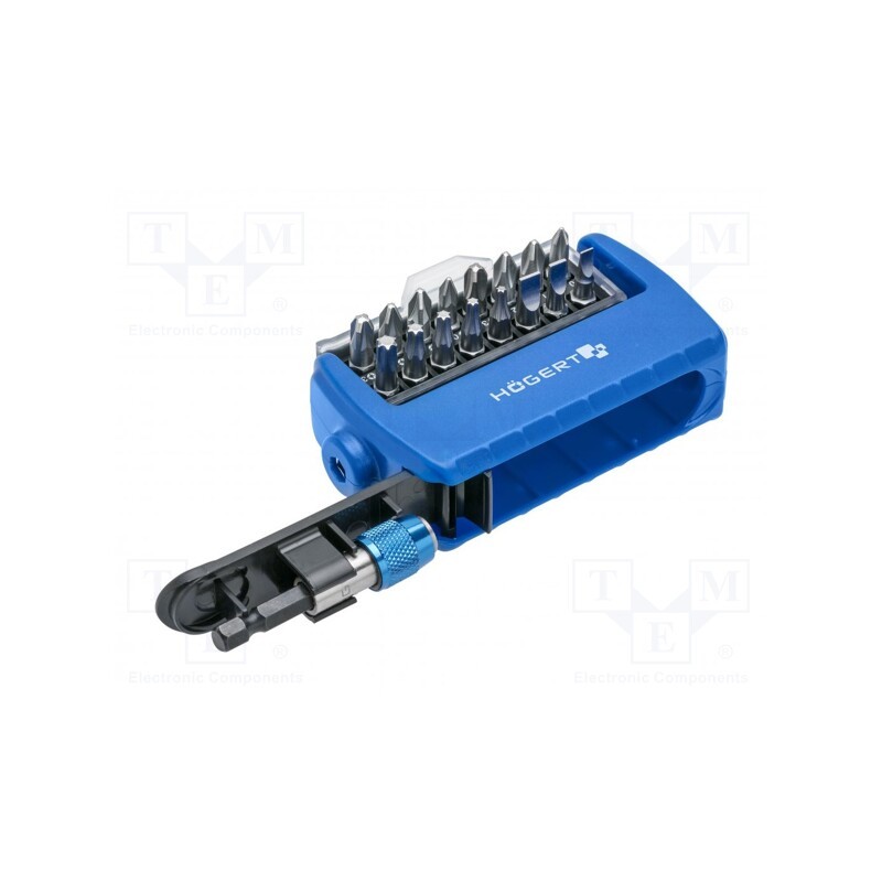 1 set x Hu00d6GERT TECHNIK - HT1S401 - Kit: screwdriver bits, Phillips,Pozidriv®,slot,Torx®, 17pcs.