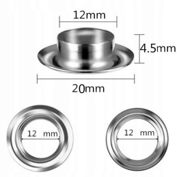 Galvanized eyelets for banner tarpaulins, 12 mm, stainless steel, 200 pcs