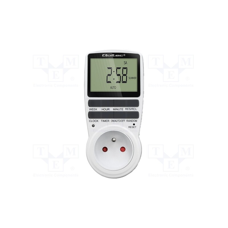 1 pcs x QOLTEC - 50628 - Programmable time switch, 16A, 135x60x75mm, 3.68kW, 50÷60Hz