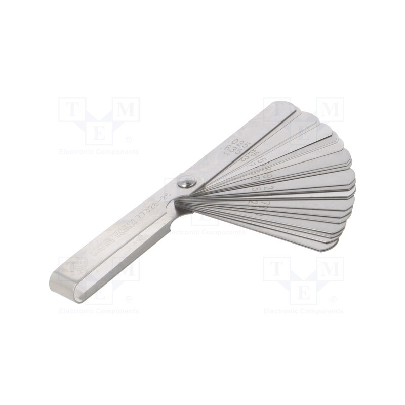 1 pcs x KING TONY - 77328-26 - Feeler gauge, L: 76mm, Width: 12.7mm, inch, 26pcs.