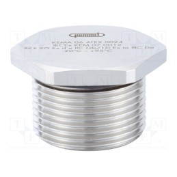1 pcs x HUMMEL - 1.875.1200.50 - Stopper, M12, 1.5, IP68, brass, Plating: nickel, V-Ms-Ex-d, -20÷95°C