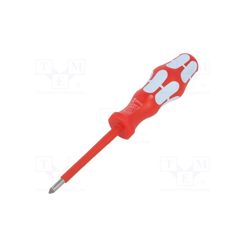 1 pcs x WERA - 5022733001 - Screwdriver, insulated, Phillips, PH1, Blade length: 80mm