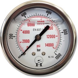 Pressure gauge, pressure gauge, 0 1000 bar, rear connection