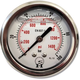 Pressure gauge 0 100 bar, rear connection