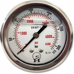 Pressure gauge 0 315 bar, rear connection