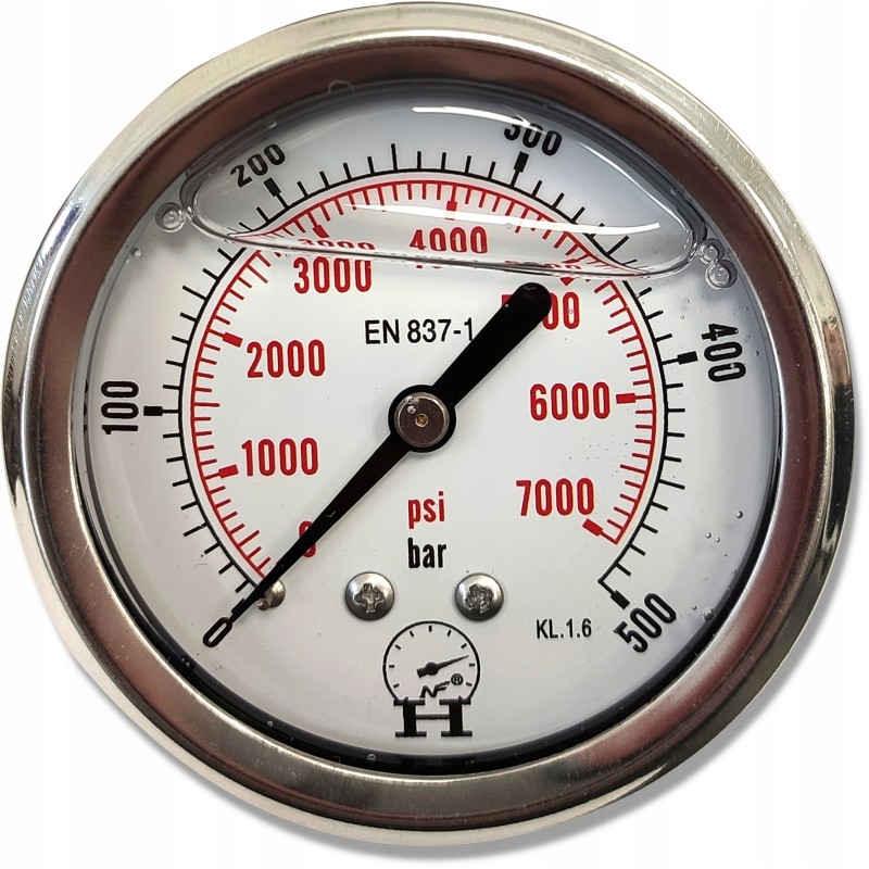 Pressure gauge 0 500 bar, rear connection