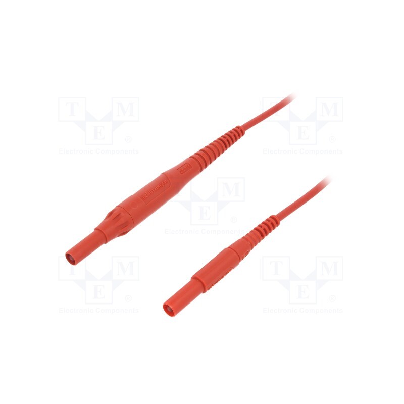 1 pcs x SCHu00dcTZINGER - MSFK B441 / 1 / 100 / RT - Test lead, 8A, banana plug 4mm,both sides, Len: 1m, red