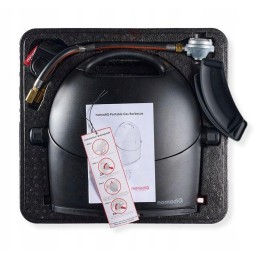 Portable, foldable tourist gas grill for a nomadiq cartridge and cylinder