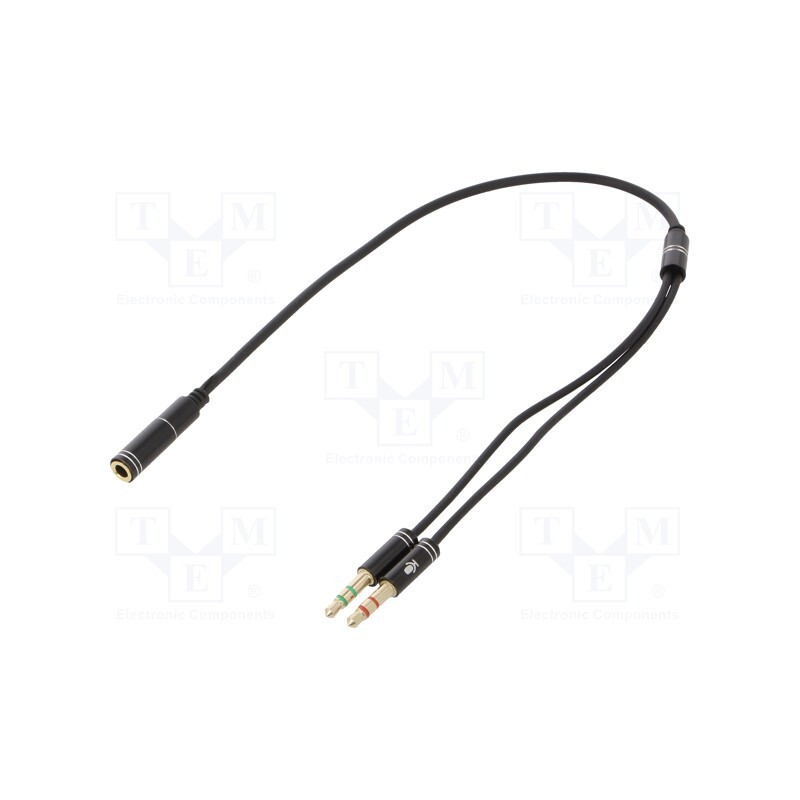 1 pcs x GEMBIRD - CCA-418M - Cable, Jack 3.5mm 3pin plug x2,Jack 3.5mm 4pin socket, 0.2m