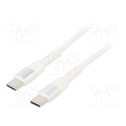 1 pcs x AKYGA - AK-USB-41 - Cable, USB 2.0, USB C plug,both sides, nickel plated, 1.8m, white