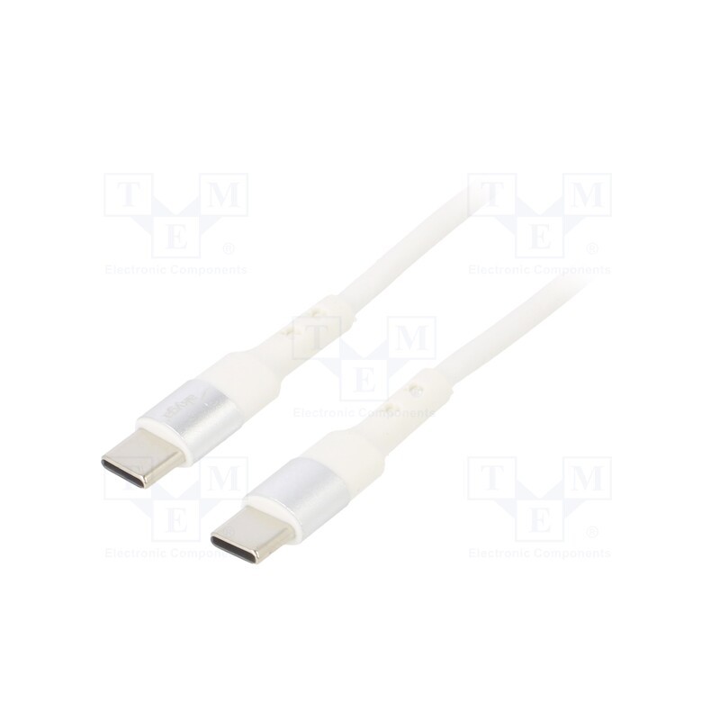 1 pcs x AKYGA - AK-USB-41 - Cable, USB 2.0, USB C plug,both sides, nickel plated, 1.8m, white