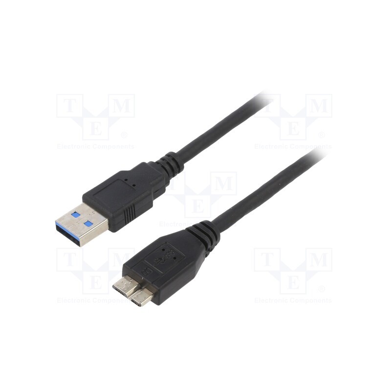 1 pcs x AKYGA - AK-USB-13 - Cable, USB 3.0, USB A plug,USB B micro plug, nickel plated, 1.8m