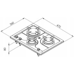 Built-in gas stove with 3 burners