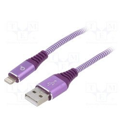 1 pcs x GEMBIRD - CC-USB2B-AMLM-1M-PW - Cable, USB 2.0, Apple Lightning plug,USB A plug, gold-plated, 1m
