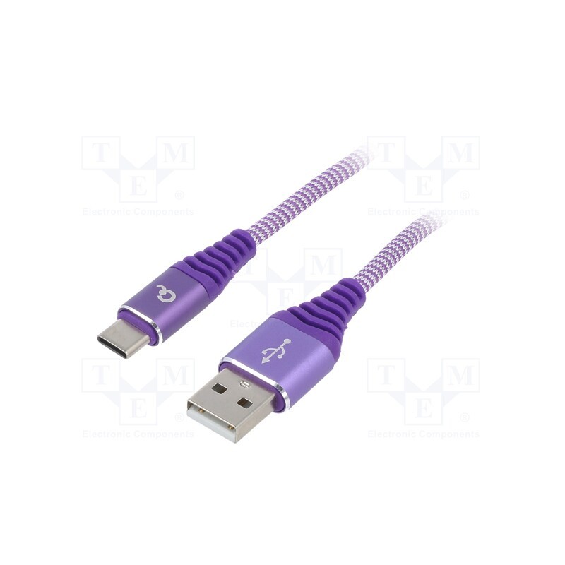 1 pcs x GEMBIRD - CC-USB2B-AMCM-2M-PW - Cable, USB 2.0, USB A plug,USB C plug, gold-plated, 2m, violet