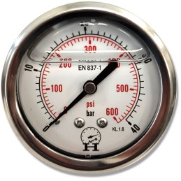 Pressure gauge 0 40 bar, rear connection