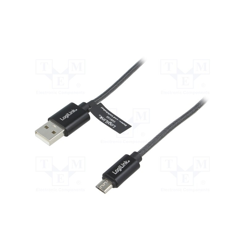 1 pcs x LOGILINK - CU0132 - Cable, USB A plug,USB B micro plug, 1m, grey, PVC, textile