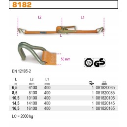 Lashing belt with tensioner 2t 6 5m robur 8182