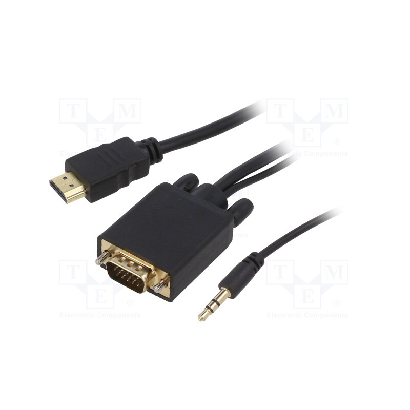 1 pcs x GEMBIRD - A-HDMI-VGA-03-10 - Cable, HDMI 1.4, D-Sub 15pin HD plug,HDMI plug,Jack 3.5mm plug