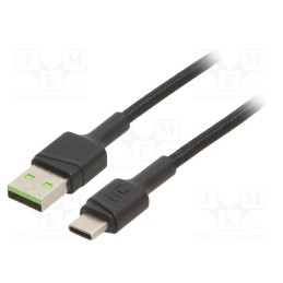 1 pcs x GREEN CELL - KABGC22 - Cable, USB 2.0, USB A plug,USB C plug, 1.2m, black, 480Mbps, 18W