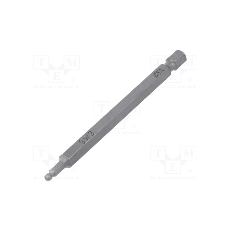 1 pcs x WERA - 5059680001 - Screwdriver bit, hex key,spherical, HEX 3mm, Overall len: 89mm