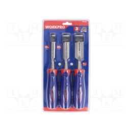 1 set x Workpro - W001801 - Kit: chisels, wood, 13mm,19mm,25mm, 3pcs.