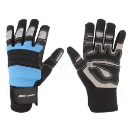 1 set x LAHTI PRO - L280711K - Protective gloves, Size: 11, black/blue, microfiber,plastic