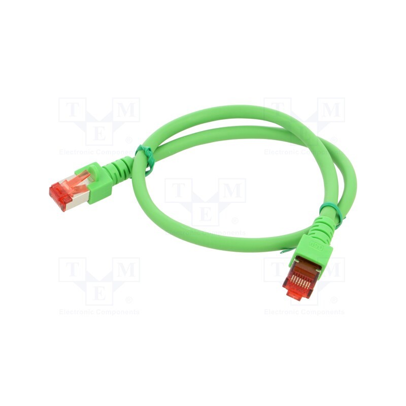 1 pcs x HELUKABEL - 803007 - Patch cord, S/FTP, 6, stranded, Cu, LSZH, green, 0.5m, 27AWG