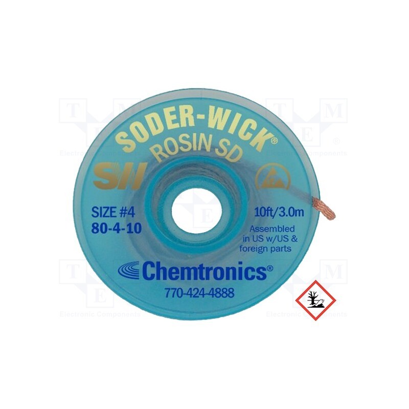 1 rol x CHEMTRONICS - SW80-4-10 - Tape: desoldering, halide-free,rosin,ROL0, W: 2.8mm, L: 3m, ESD