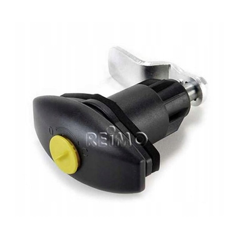 Lock for the front storage compartment in an HSC camper trailer