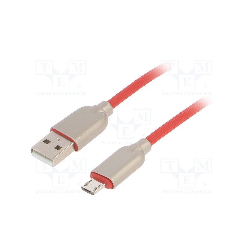 1 pcs x GEMBIRD - CC-USB2R-AMMBM-1M-R - Cable, USB 2.0, USB A plug,USB B micro plug, gold-plated, 1m, red