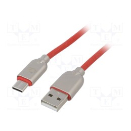 1 pcs x GEMBIRD - CC-USB2R-AMCM-1M-R - Cable, USB 2.0, USB A plug,USB C plug, gold-plated, 1m, red
