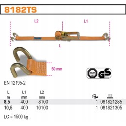 Lashing belt with tensioner 1 5t 8 5m robur 8182ts