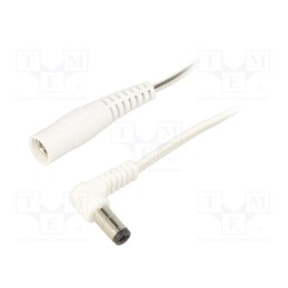 1 pcs x WEST POL - A25-C25-T050-150WH - Cable, 2x0.5mm2, DC 5,5/2,5 plug,DC 5,5/2,5 socket, angled, 1.5m