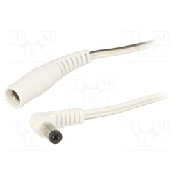 1 pcs x WEST POL - A21-C21-T050-050WH - Cable, 2x0.5mm2, DC 5,5/2,1 plug,DC 5,5/2,1 socket, angled, 0.5m