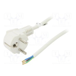 1 pcs x Goobay - 93312 - Cable, CEE 7/7 (E/F) plug angled,wires, PVC, 3m, white, 10A, 250V