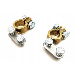 Set of brass battery terminals, brass minus plus
