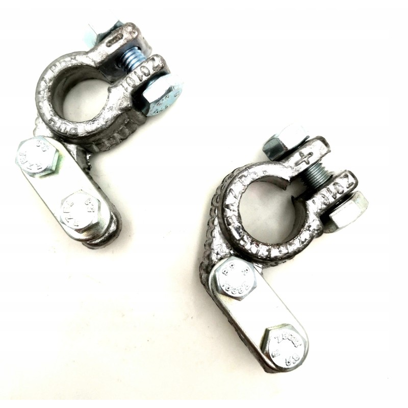 Set of lead minus plus battery terminals