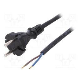 1 pcs x PLASTROL - W-97895 - Cable, 2x1mm2, CEE 7/17 (C) plug,wires, rubber, 1.5m, black, 16A
