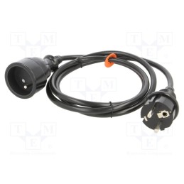 1 pcs x KEL - W-98432 - Extension lead, 3x1.5mm2, Sockets: 1, PVC, black, 1.5m, 16A