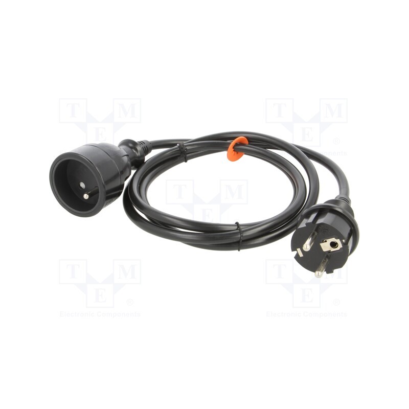 1 pcs x KEL - W-98432 - Extension lead, 3x1.5mm2, Sockets: 1, PVC, black, 1.5m, 16A