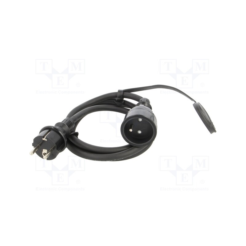 1 pcs x KEL - W-98542 - Extension lead, 3x2.5mm2, Sockets: 1, rubber, black, 1.5m, 16A
